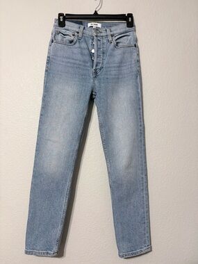 RE/DONE 90’s High Rise Ankle Crop Women's Light Blue Denim Jeans. 24